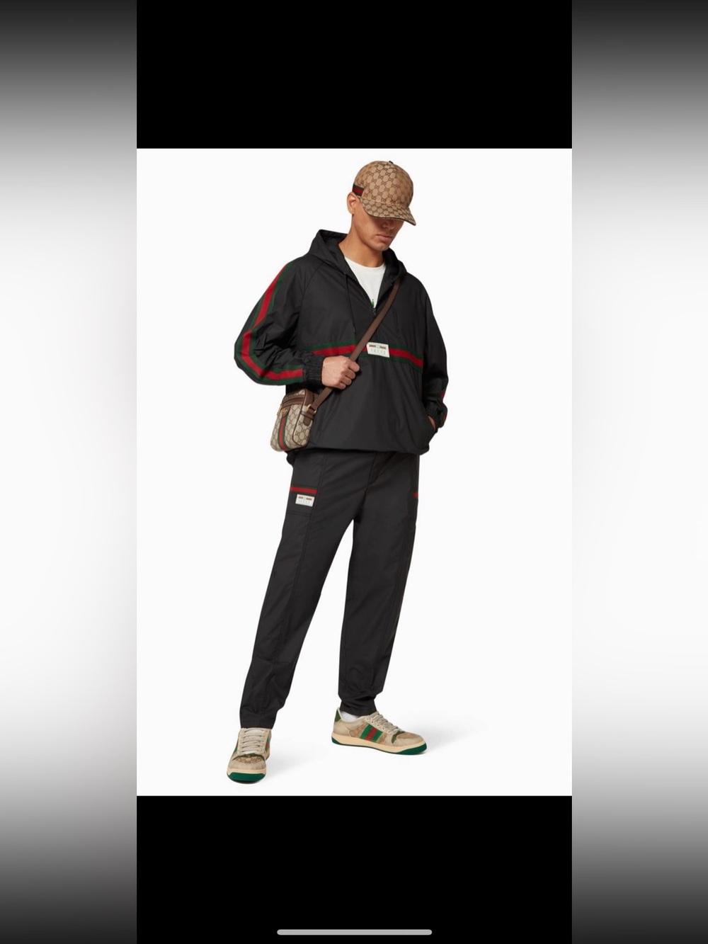 Gucci Black Joggers with the signature Web